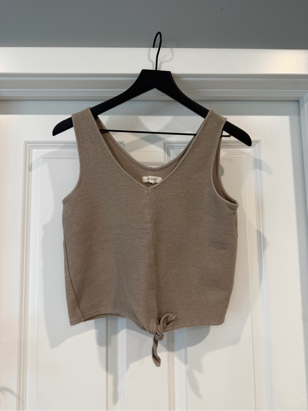 Madewell Taupe Tie-Front Knit Crop Tank